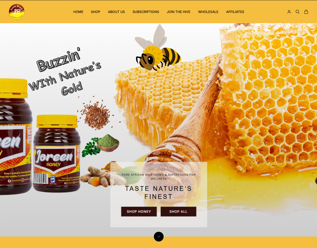 Joreen Brands e-commerce platform - natural superfoods Shopify website